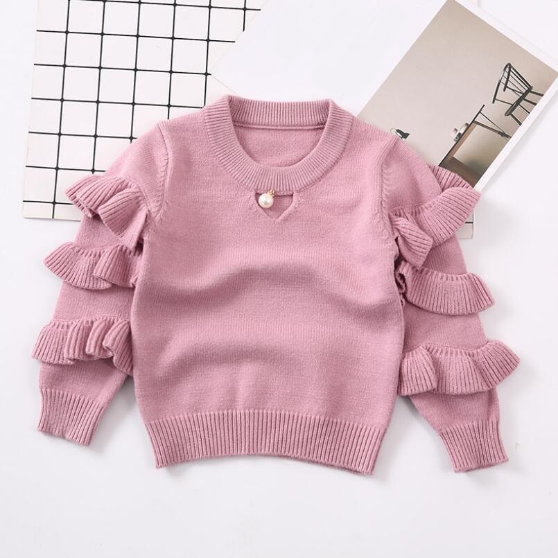 printemps automne hiver enfant en bas âge enfants vêtements bébé filles pull pull à manches longues volants enfants chandails tricotés