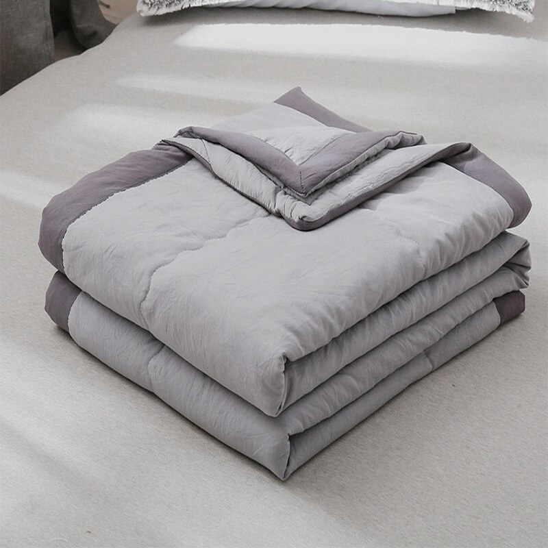 Washed Cotton Spring Fall Thin Quilt Summer Air-conditioning Comforter Soft Breathable Bed Blanket Solid Color Quilted Quilts