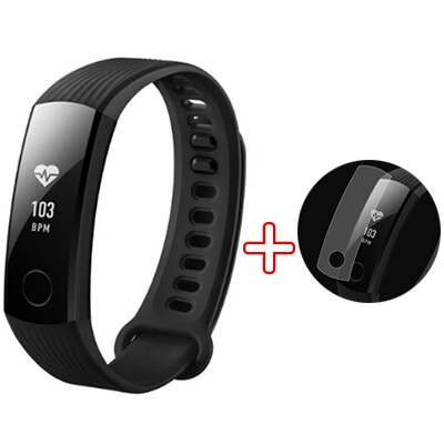Huawei – Bracelet connecté Honor Band 3, avec moniteur d'activité physique et de fréquence cardiaque, étanche, Original, 100%: Black add film