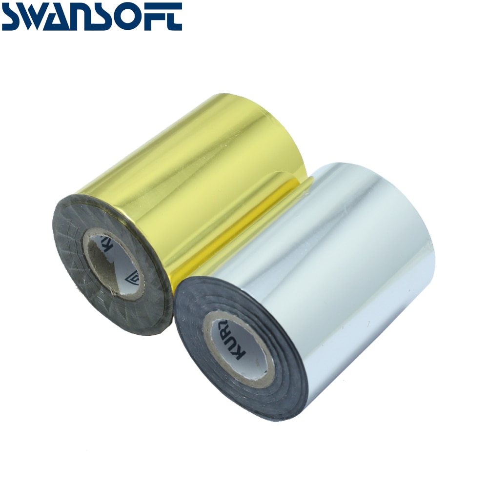 SWANSOFT-feuille de papier d'estampage à | Feuille d'or et argent en rouleau de 4CM, papier artisanal de 120 mètres de Long pour Machine à emboutier à pression thermique