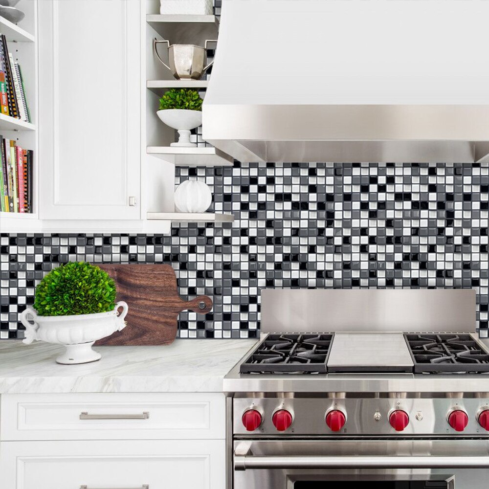 Factory Price Self Adhesive Wall Tiles Kitchen Backsplash Wallpaper Sqaure DIY Wall Sticker -1Sheet