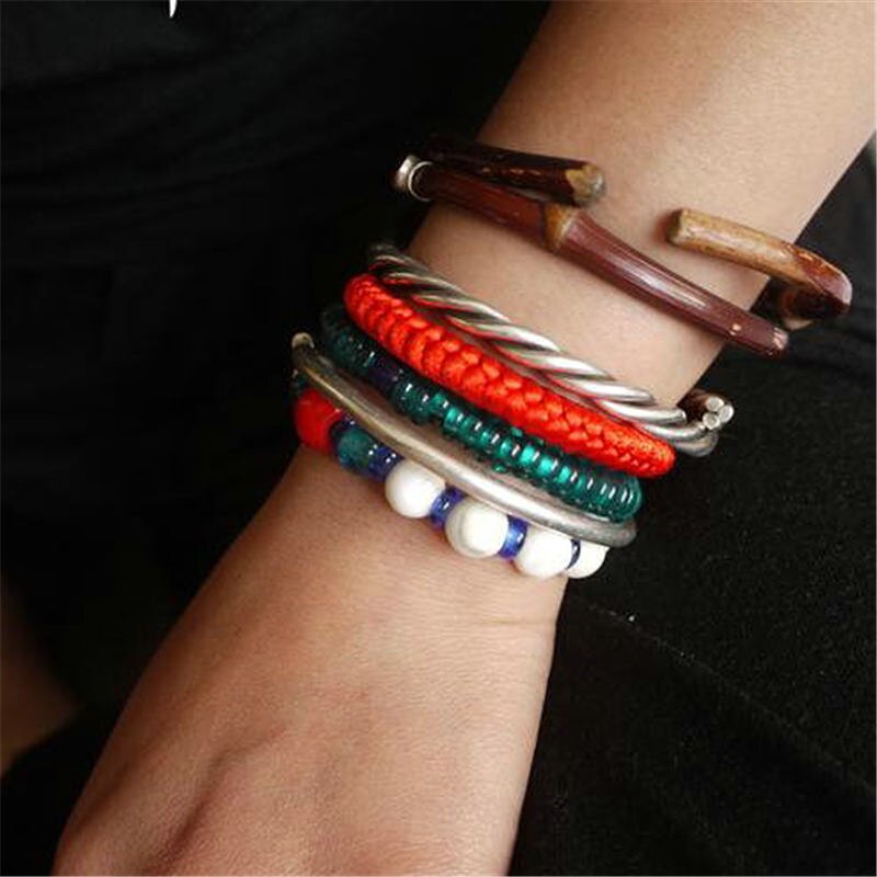 Bracelets Spatholobi naturels de montagnes de l'himalaya du Tibet BB-180 de manchette ouverte de vigne d'herbe saine