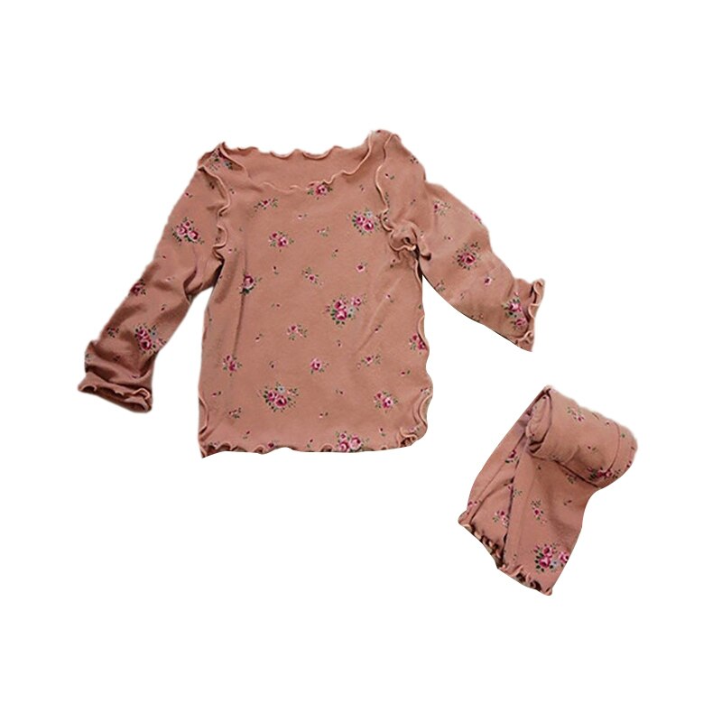 1-8Y Casual Baby Kids Girls Flower Print Pajamas Set Long Sleeve Blouse Tops+Pants Sleepwears: P / 8