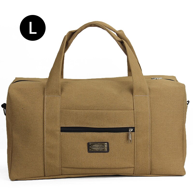 Unisex Zachte Canvas Handtas Reistas Grote Capaciteit Plunjezak Pak Voor Trolley Case Opslag Doek Tool Bagage Tote Bag XA583F: Khaki L