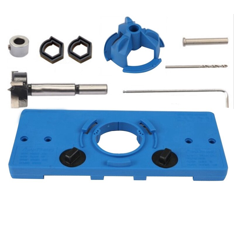 35Mm Concealed Hinge Drilling Jigs Hinge Hole Saw Jig Drilling Guide Locator Hole Opener Door Cabinets Woodworking Diy Tool Set: Default Title
