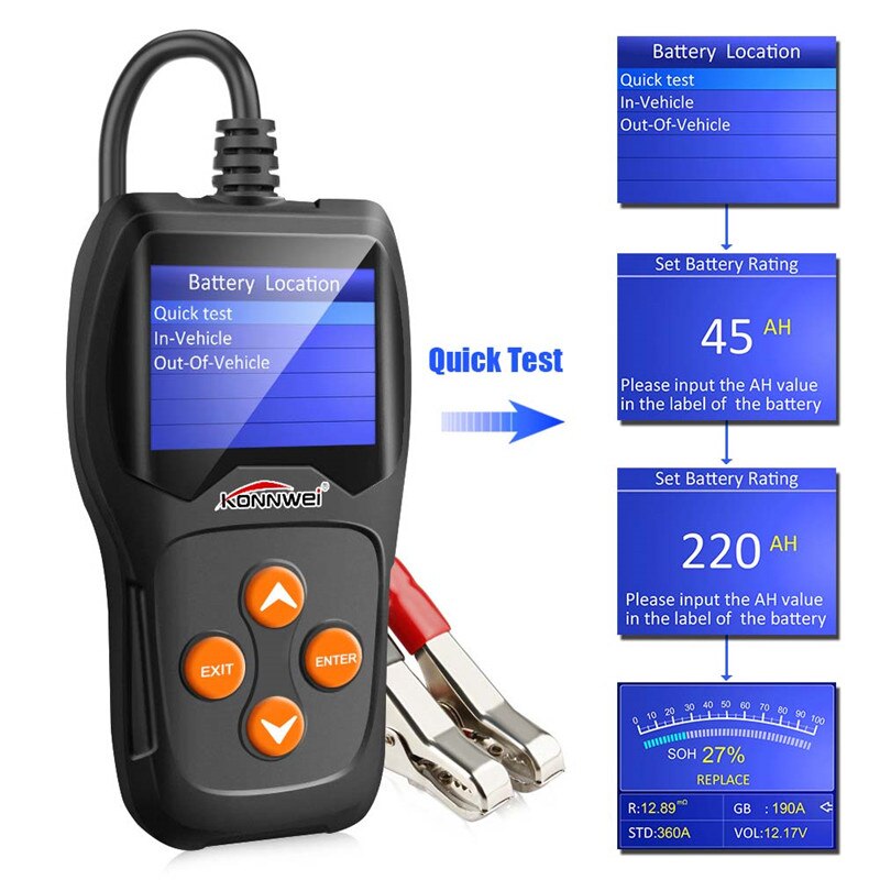 Battery Tester 12V Automotive Load Car Digital Battery Analyzer Battery Scanner Multi Languages Vehicle Battery Diagnostic Tool