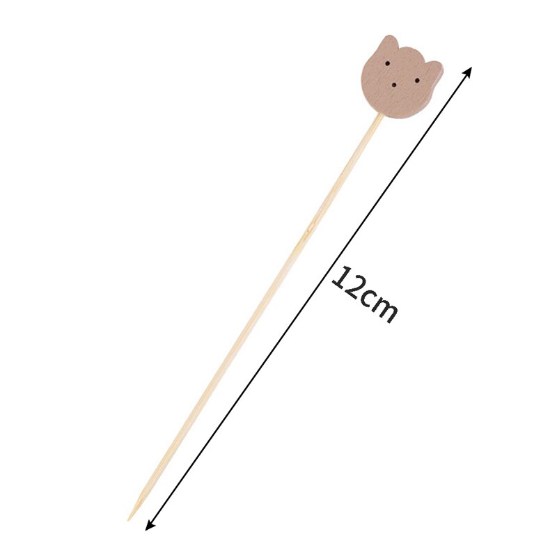100PCS Cute Decorative Toothpicks Bamboo Food Picks Sandwich Decor Bear Cocktail Sticks Fruit Skewers Party Buffet Decoration