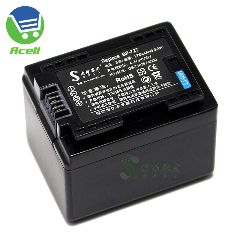 BP-727 Battery for Canon LEGRIA HF R86 R806 R76 R706 R66 R47 R48 R406 R36 R38 R506 M52 M60 Camcorder Compatible BP-709 BP-718