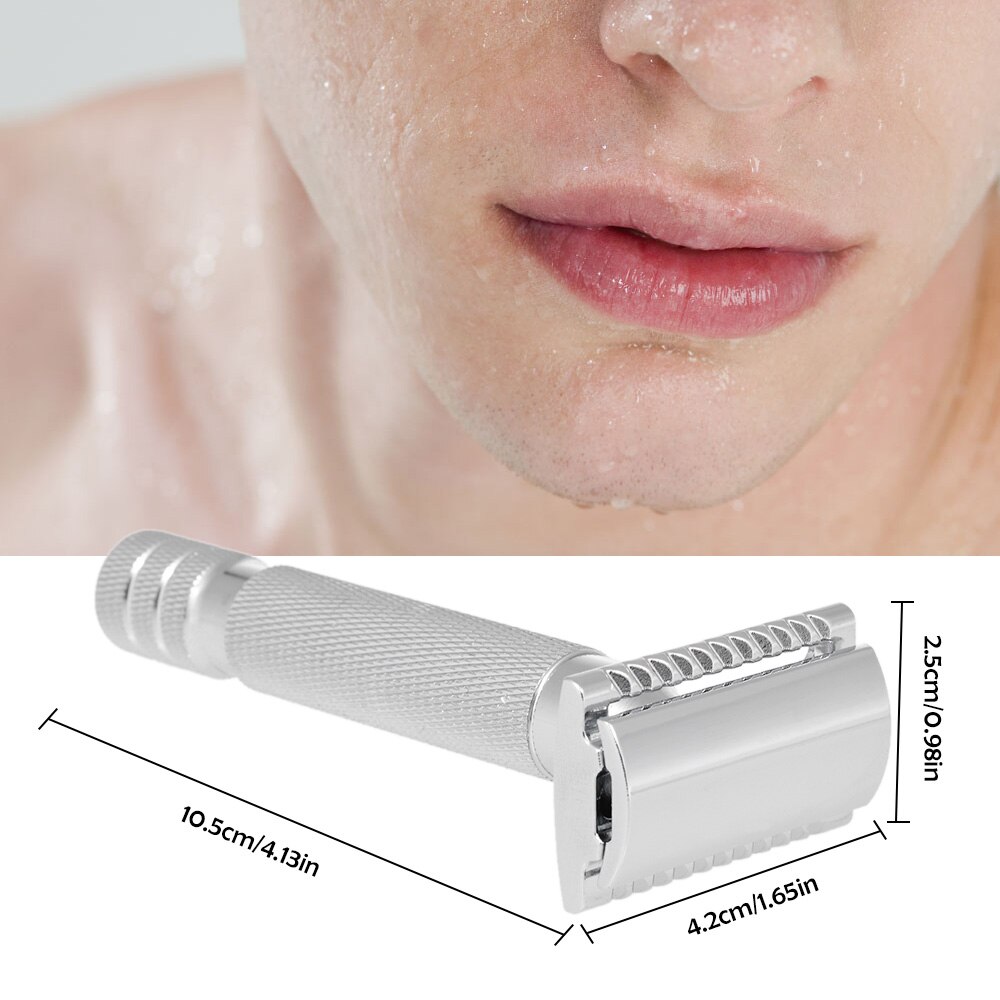 Shaving Razors Men's Safety Shaver Double Edge Handled Traditional Wet Shaving Razor Stainless Alloy Chrome Plating