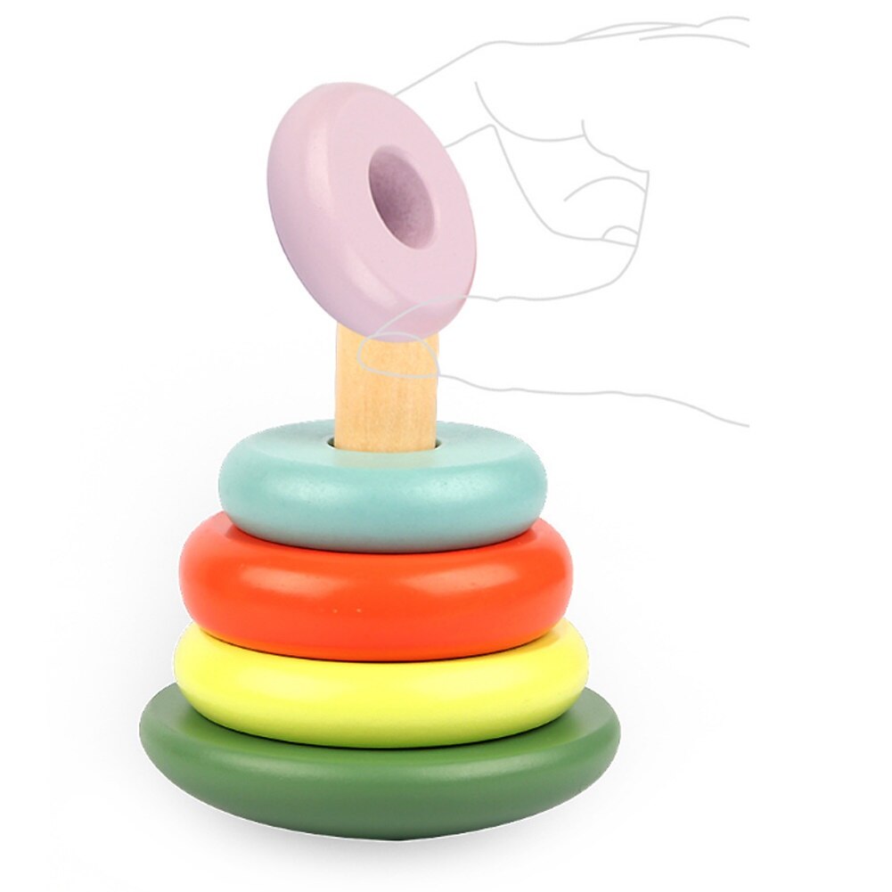freundlicher Holz Stapeln Ringe Regenbogen Becher Puzzle Spiel Früh Pädagogisches Spielzeug