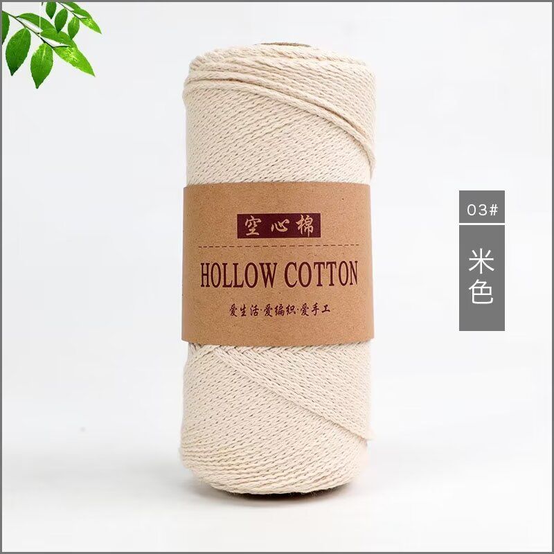 Hollow Cotton Thread Linen Yarn 150g Round Strand Medium Thick Cotton Thread Hand Woven DIY Crochet Hook Hat Bag Material