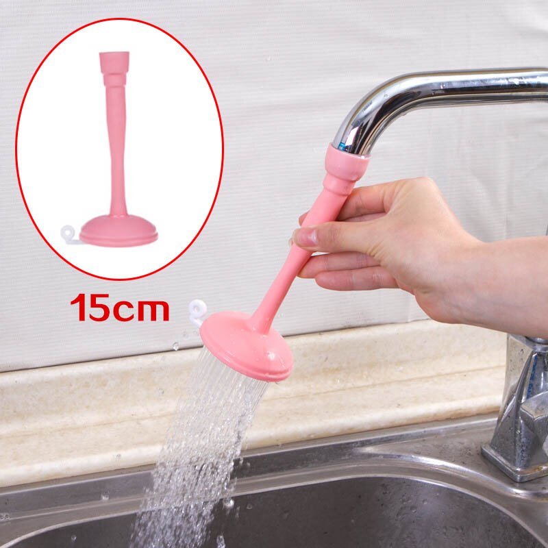 1pcs Kitchen Faucet Extenders Adjustable water Adapter Valve durable Rotatable Faucet Splash Tap Bathroom water shower filter: Pink 15cm