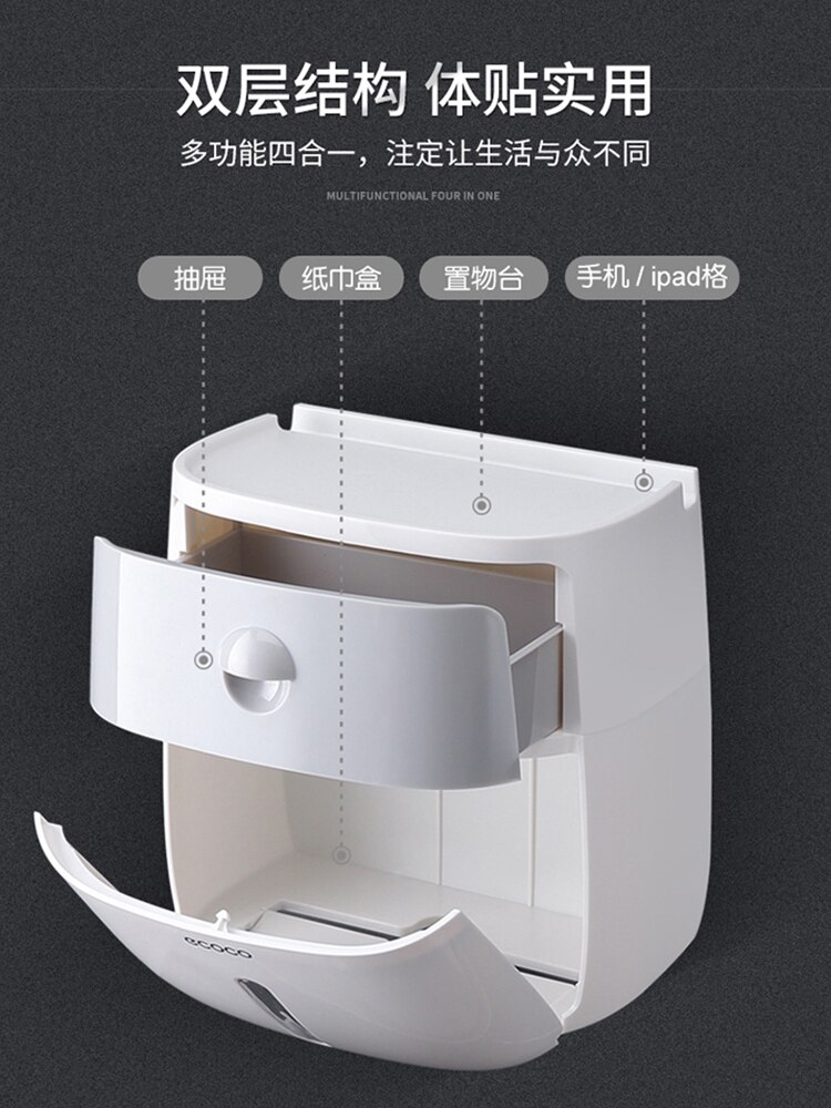 Wandmontage Papier Handdoeken Waterdichte Toiletrolhouder Houder Voor Keuken Badkamer Wc Rolhouder Toiletpapier Opbergdoos