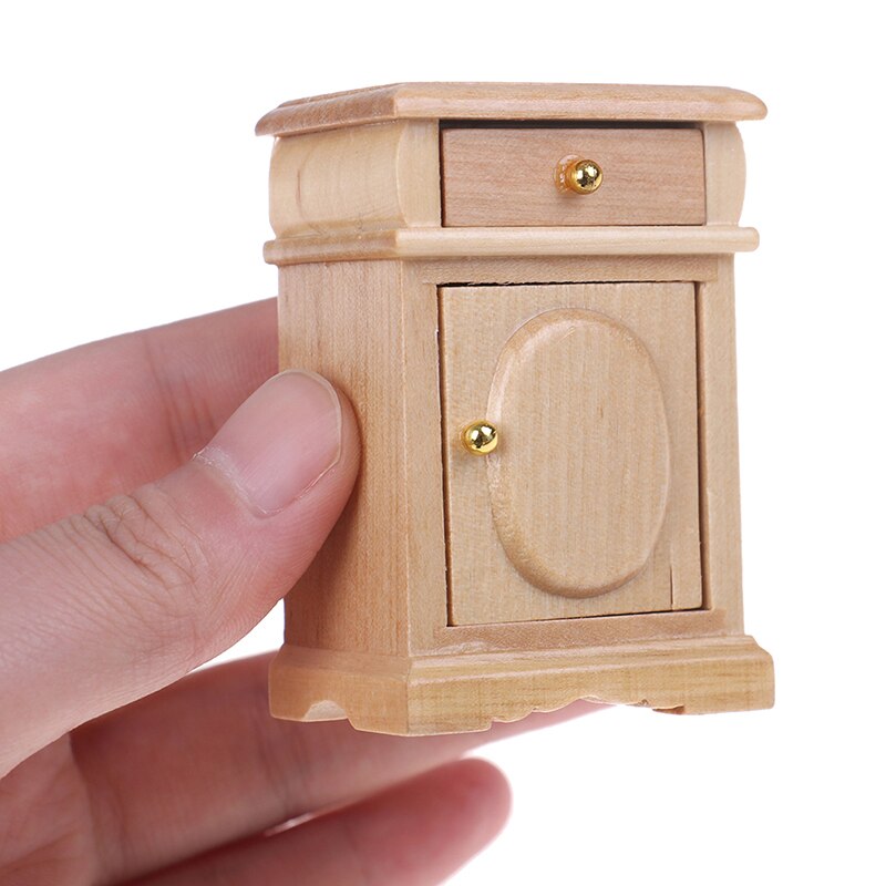 1:12 Mini Dollhouse Furniture Miniature Wooden Tea Table Bedside Table Cabinet Mini Living Room Decor Doll House Accessories: 2