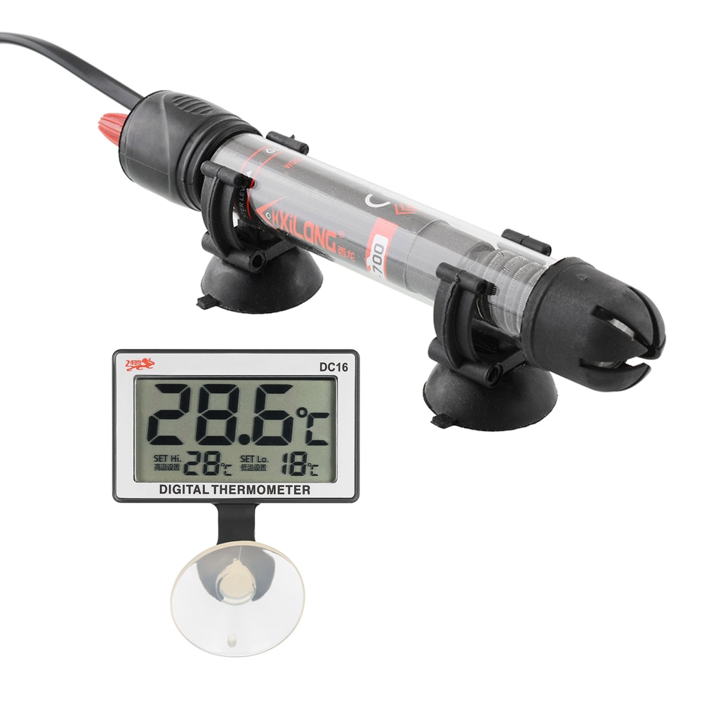 Kit de calentador de acuario con termómetro Digital LCD, varilla de calentamiento de pecera, medidor de temperatura impermeable, conjunto de controlador de temperatura: 50W