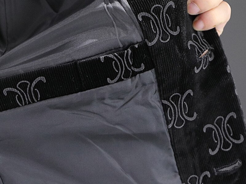 Sztruks garnitur mężczyzna osobowość koreański, Slim Fit 2021 nowa drukowana garnitur Casual stanąć kołnierz mężczyzna marynarka w stylu Vintage Blazers Para Hombre
