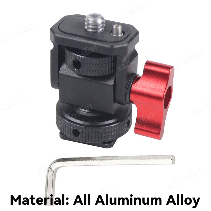 Mini soporte para Monitor, cabezal de trípode, adaptador de zapata fría de 1/4 pulgadas para montaje de Monitor de cámara, Flash, micrófono, luz de relleno LED: YELLOW