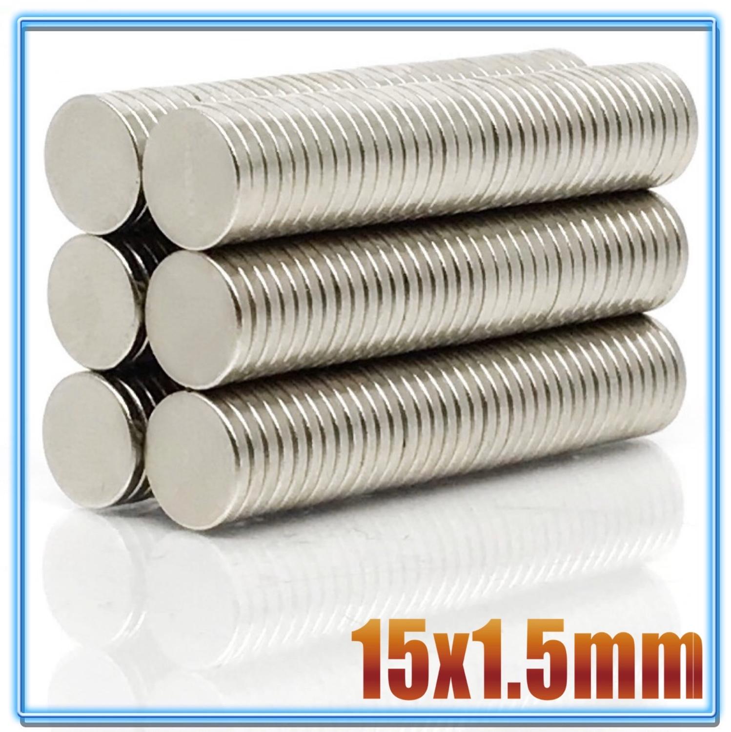 20 ~ 500Pcs N35 Ronde Magneet 15X1 15X1.5 15X2 15X3 15X5 Neodymium Magneet Permanente Ndfeb Super Sterke Krachtige Magneten 15*2 15*3