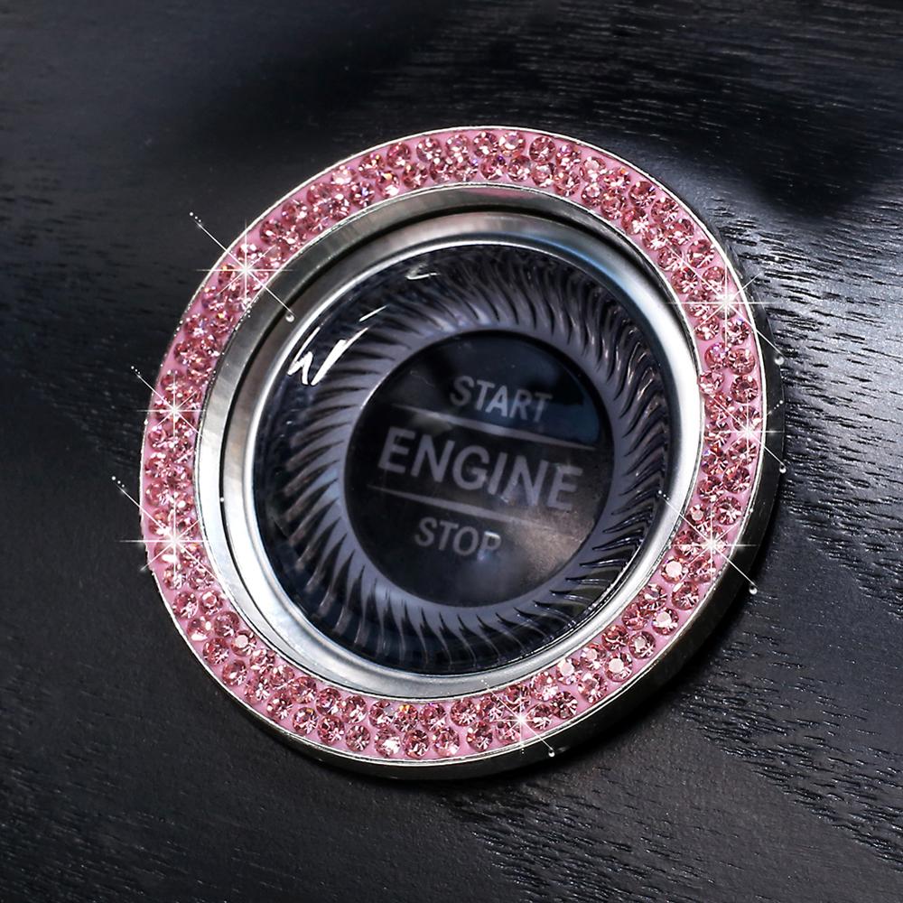 Car Engine Start Stop Button Ring Decal Ignition Button Ring Crystal Bling Rhinestone