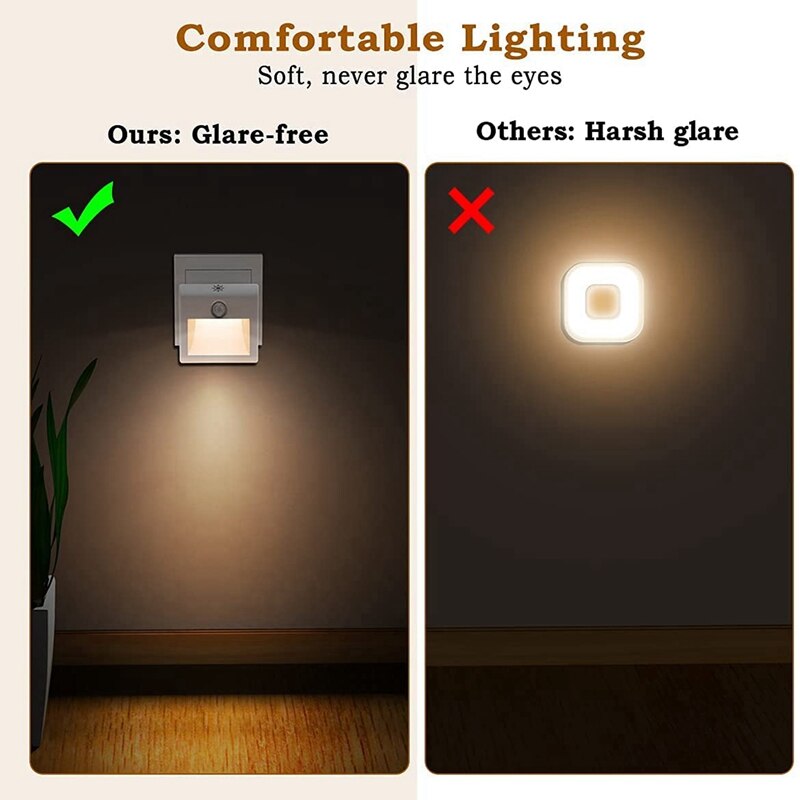 Night Light Socket,Children&#39;s Night Light With Motion Sensor Twilight Sensor (On/Auto/Off),For Bedroom,Staircase EU Plug