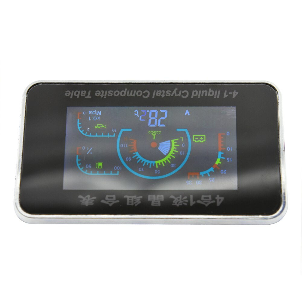 H 4 In 1 LCD Car Digital Oil Pressure Gauge Fuel Voltmeter Oil Pressure Water Temp Meter 1/8 NPT Oil Press Sensor 10mm 12-24V
