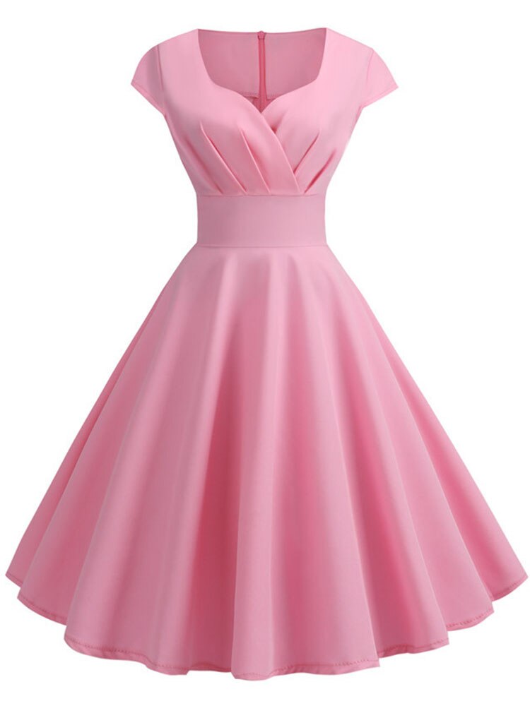 Vestido de verano de de manga corta, Pin Up, Rockabilly: XXL / pink
