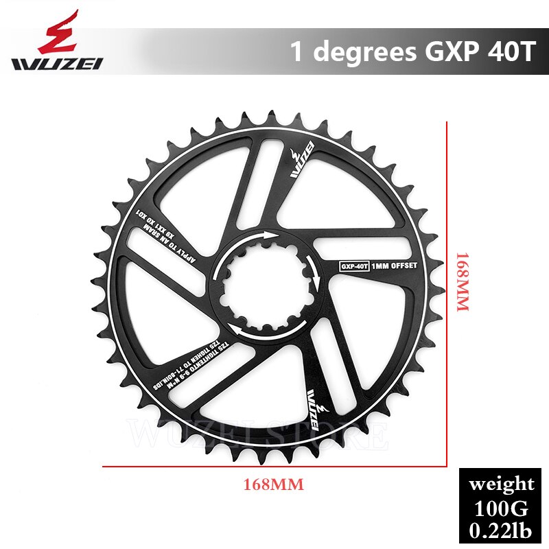 Wuzei Mountainbike Gxp Kettingbladen 30/32/34/36/38/40/42T Offset 1Mm Tandwielen 8/9/10/11/12 Speed Mtb Crankstel Onderdelen Voor Sram: BLACK 40T (1)