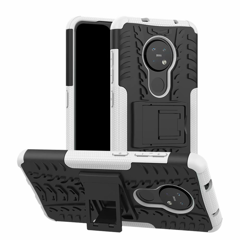 Hybrid Armatura Cassa Del Telefono Per Nokia 5.3 Duro Coperture + Temperato di Vetro Del Silicone di Gomma Molle Della Pelle Del Gel di Custodie: WHITE / Only Case