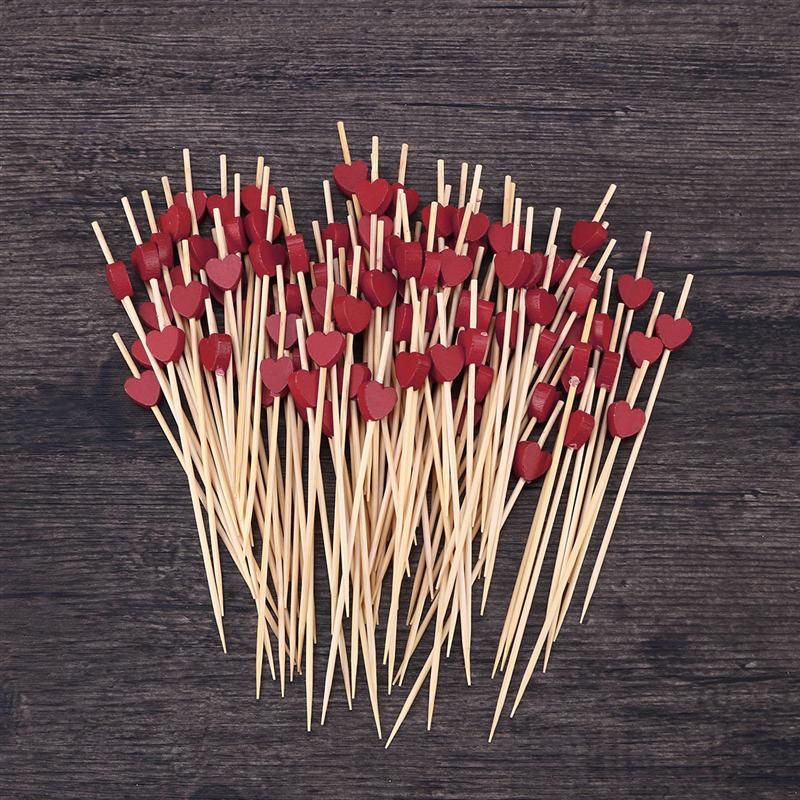 200 Pcs Hart Fruit Picks Unieke Cocktail Drink Picks Sticks Feestartikelen Gunsten Voor Thuis Bar Wegwerp Vorken