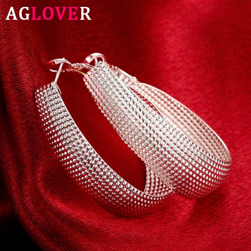 AGLOVER-pendientes de aro en U para mujer, de Plata de Ley 925 de 40MM, aretes de , joyería de boda, de cumpleaños
