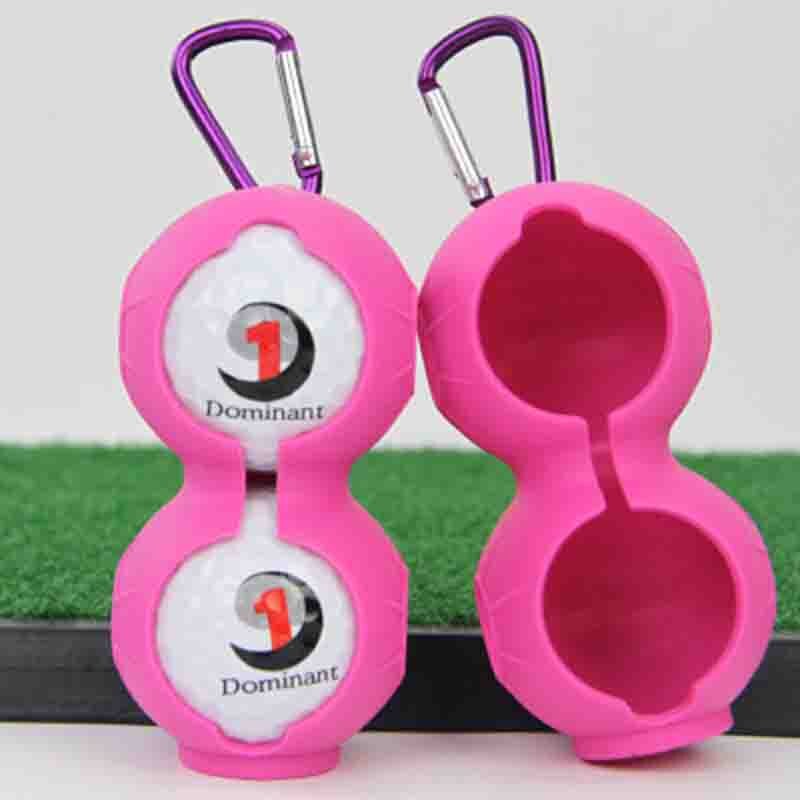 Golf silicone ball cover 2 pieces of golf accessories golf silicone protective cover can be hung on the belt: rose Red