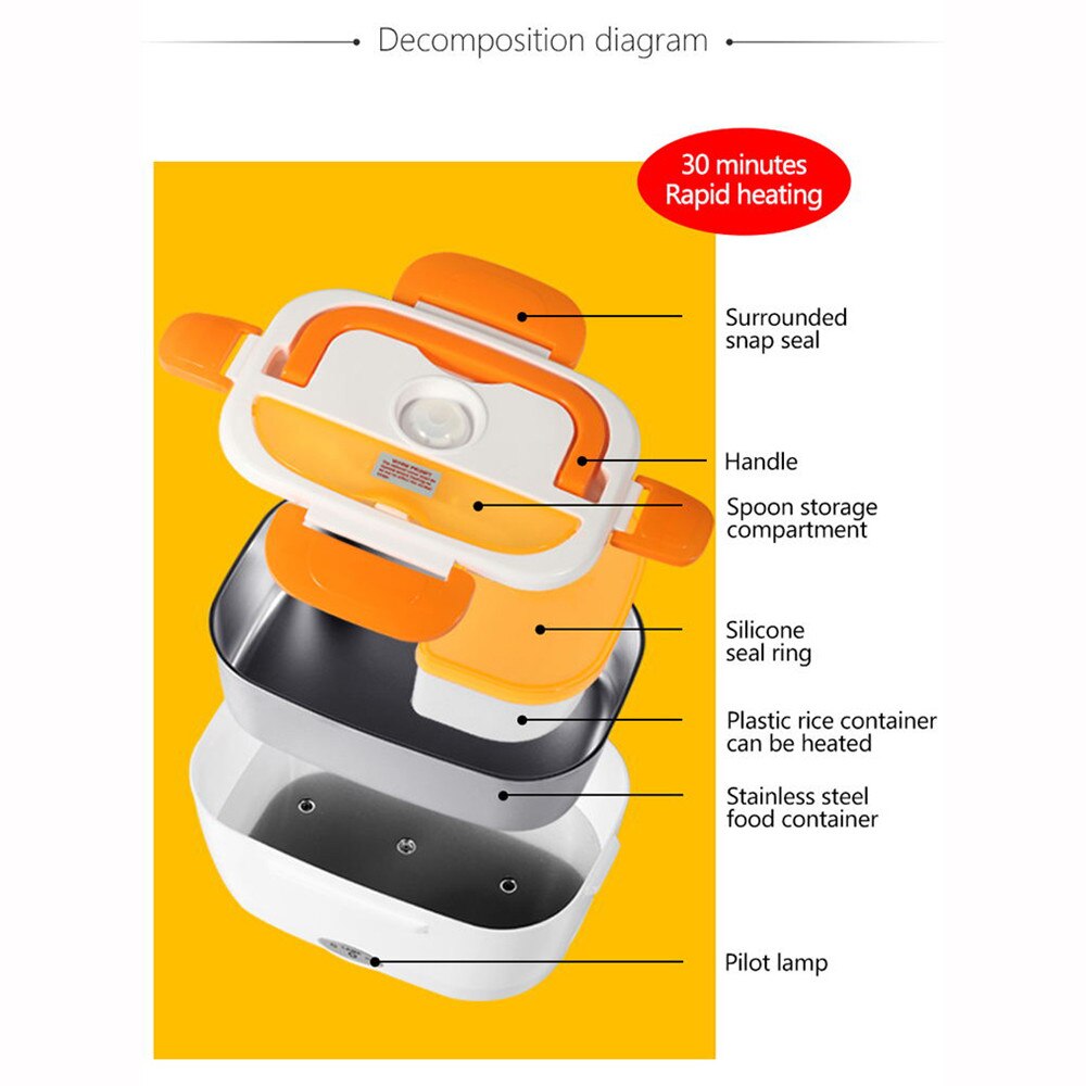 1.5l 12v/ 220v elvärmematlåda för livsmedelsklassad elektrisk matbehållare bärbara varmare servisset