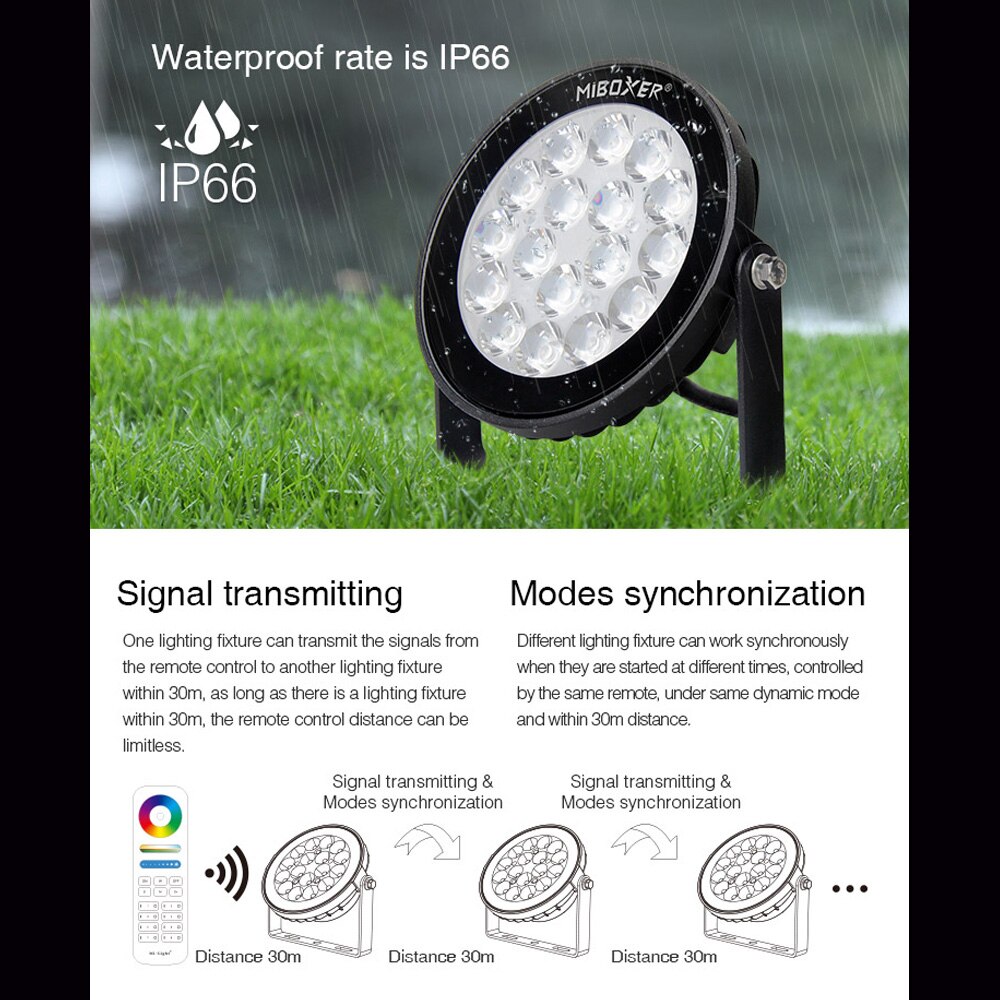 Milight 9W Rgb + Cct Led Tuin Licht DC24V/AC86 ~ 265V IP65 Waterdichte Outdoor Led Verlichting wifi Compatibel 2.4G Draadloze Afstandsbediening