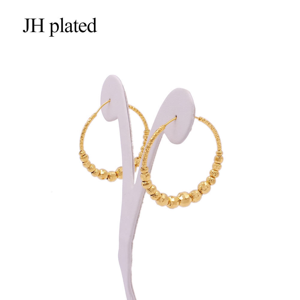 Boucles d'oreilles rondes de couleur or 24k, accessoires de piercing pour femmes/filles, bijoux,