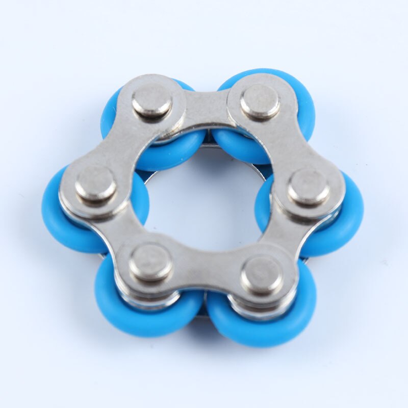 Six Roller Chain Novelty Bike Chain Fidget Toys for Pressure Relief Autism ADHD ADD Anxiety in Classroom Office School Portable: blue