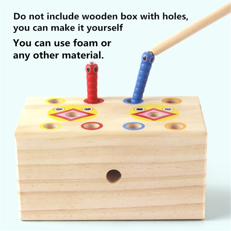 1 zauberstab + 5 Würmer Für Fangen Wurm Spiel Erdbeere Greifen Baby Holz Spielzeug P31B