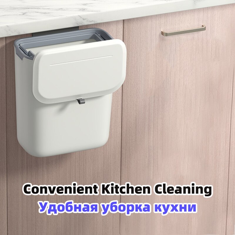 Wall Mounted Hanging Trash Bin For Kitchens Cabinet Door With Lid Kitchen Trashs Bin Garbage Cans Counter Bins Trash Can Kitchen