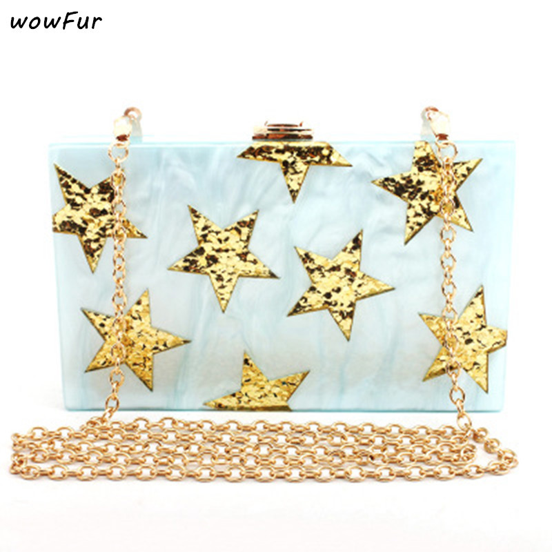 Bolso de mano de PVC con forma de estrella para mujer, bandolera de hombro, informal, de pequeña capacidad, con caja acrílica