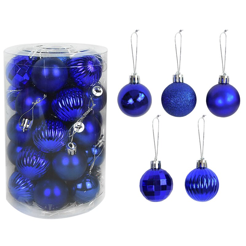 Boules de noël pour décoration de maison, 34 pièces mélangées, pendentifs en plastique, or et argent, fournitures de noël: D15