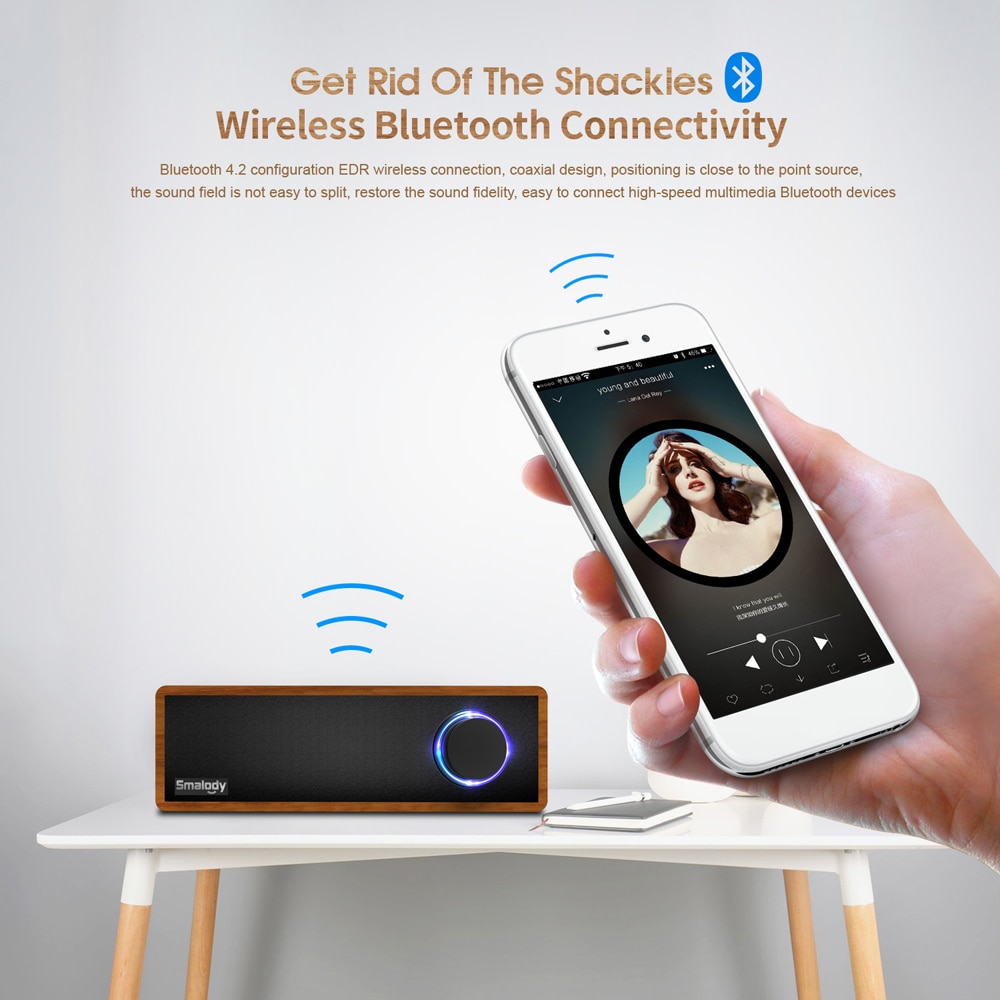 Klassischen Holz Klang struktur Bluetooth Lautsprecher Tragbare Holz Drahtlose Lautsprecher Stereo Mini Subwoofer
