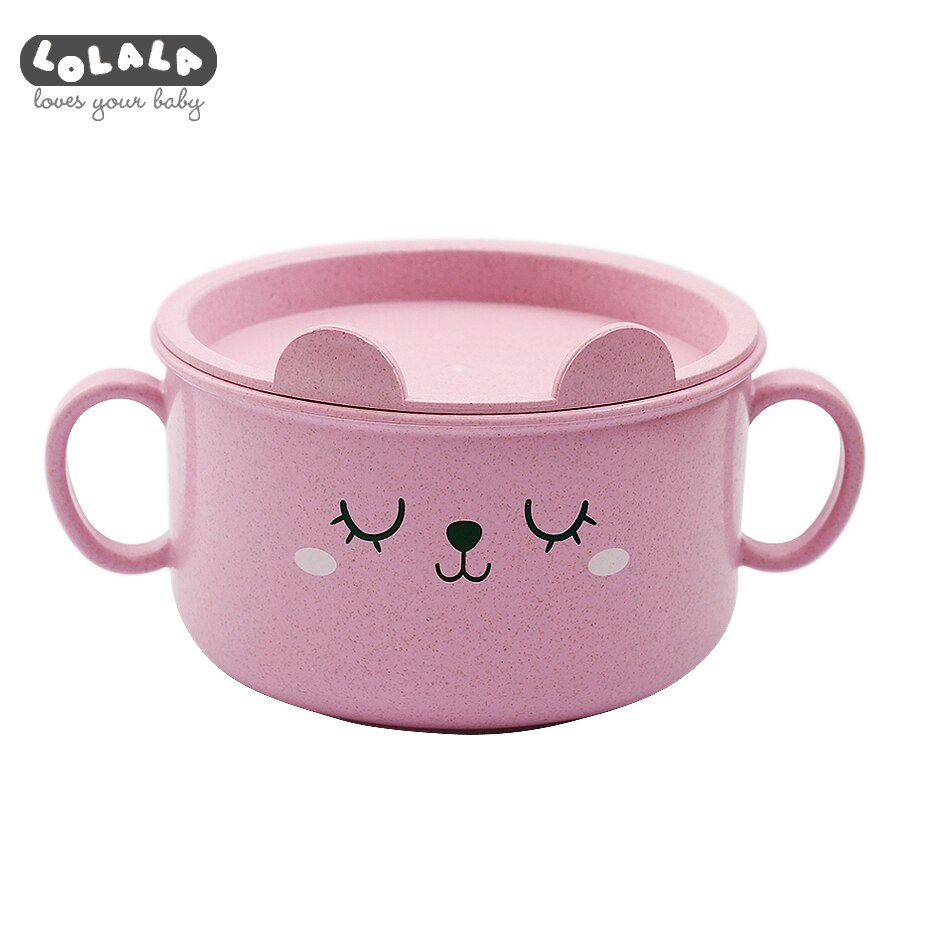 Kids Baby Plate Dishes Bowl With Material of wheat Platycodon grandiflorum Feeding Food Plate Tray Dishes For Baby Toddler Cute: pink set