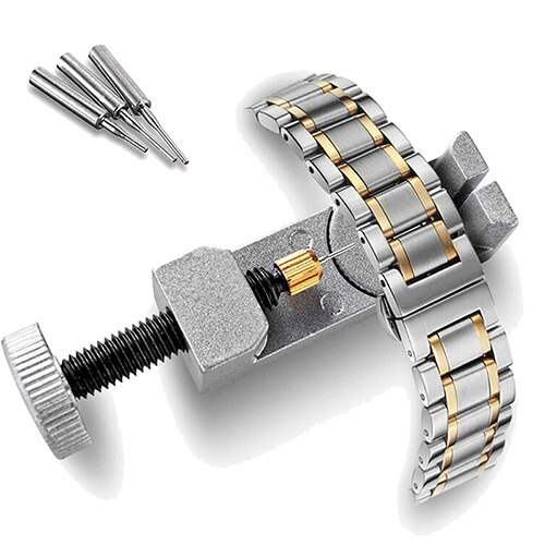 1pc sølv armbåndsur reparationsværktøj urrem link pin fjerner værktøj ned i remmen med 3 stk ekstra pins løfteplatform