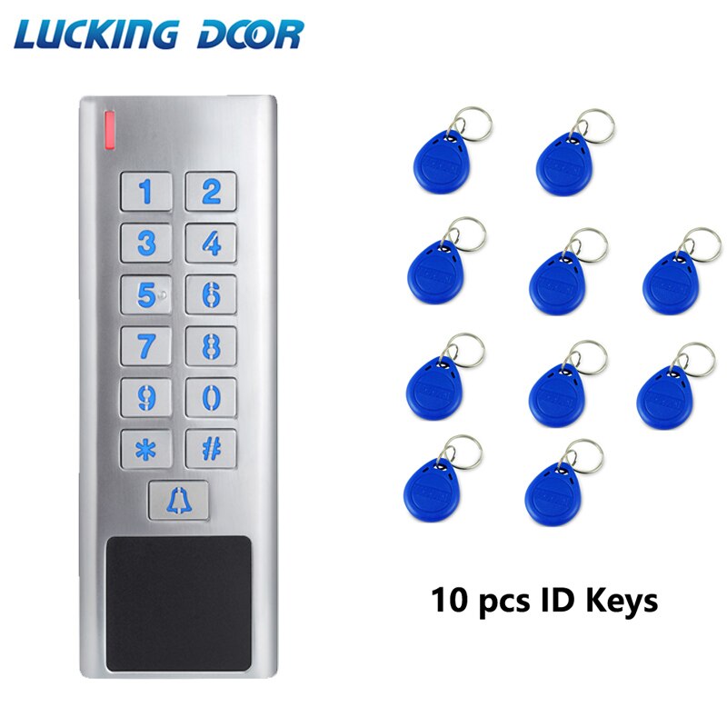 IP68 Waterproof Outdoor Rfid Door Access Control Reader 2000Users WG input output security RF Access Control Keypad reader: AC EM 10 blue key