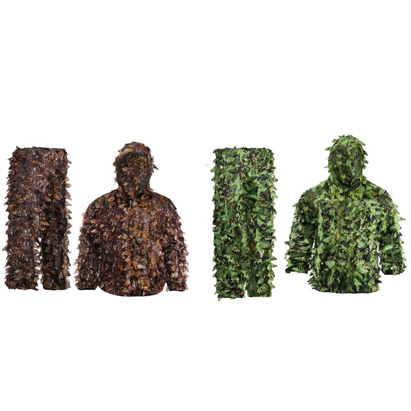 Traje de camuflaje con hojas biónicas y flores, conjunto de camuflaje Universal para caza y Ghillie