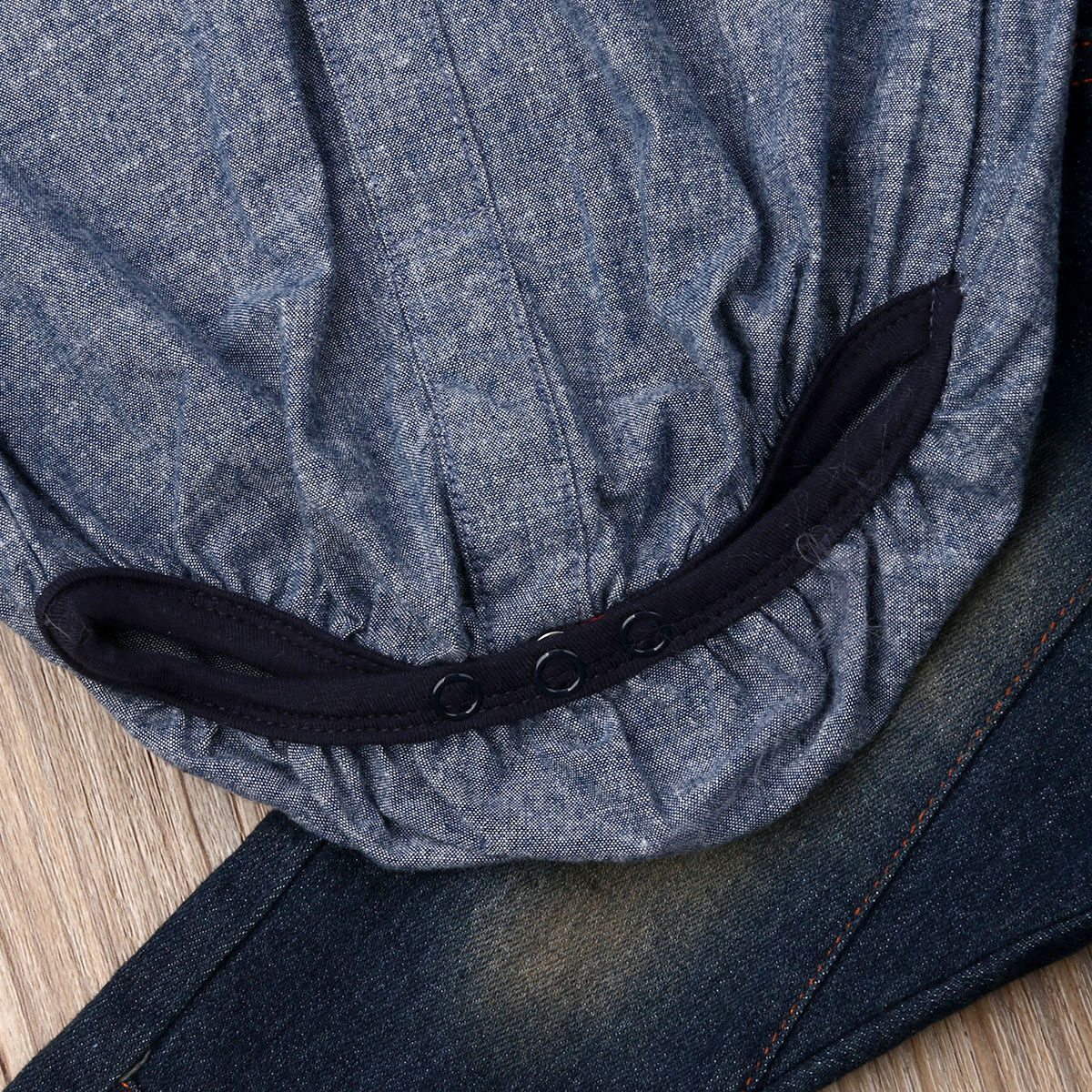 Baby sommer tøj småbørn baby dreng bryllup fest galla skjorte romper denim bukser 2 stk jakkesæt formelt outfit herre tøj
