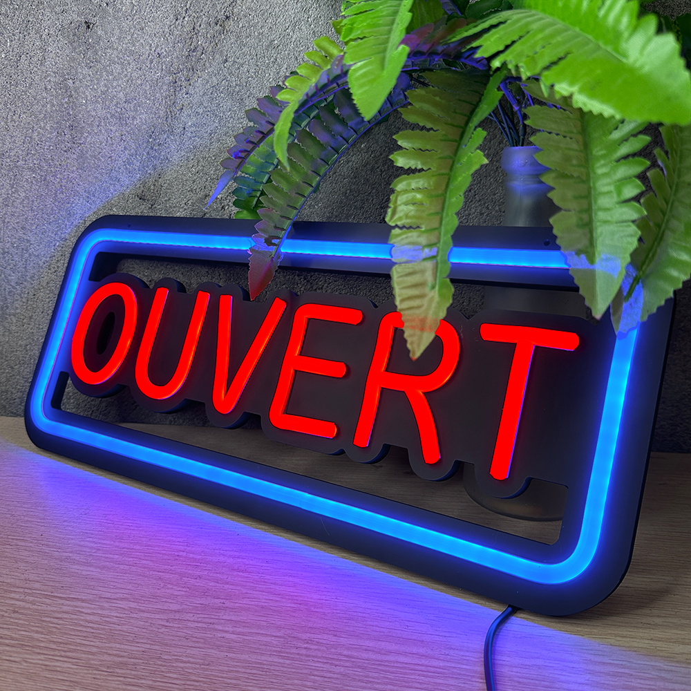 Ouverte Led con letras OPEN señal de luz de neón de la barra del Partido de Navidad Visual arte letrero de neón para tienda ventana decoración atística de pared DC 12V alimentado