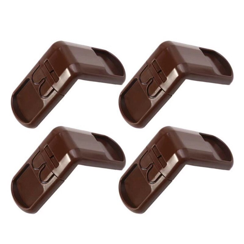 Serrure de sécurité Anti-pincement pour porte et tiroirs, protection des mains, 4 pièces: Marron