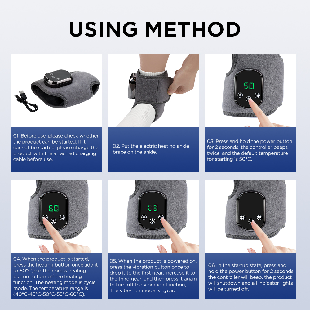 Electric Foot Massager Vibration Relaxation Ankle Muscle Fatigue Warm Ankle Massager Compress Ankle Brace Ankle Support