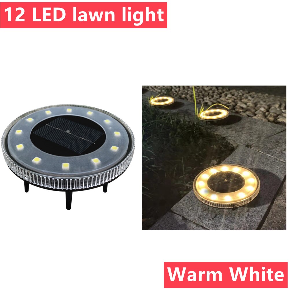 1-4 Pack 12 LED Solar- Garten Lichter draussen Solar- angetrieben Lampe Laterne IP65 Landschaft Beleuchtung Für Weg Terrasse hof Rasen Dekor: warm hell / 1 Stck