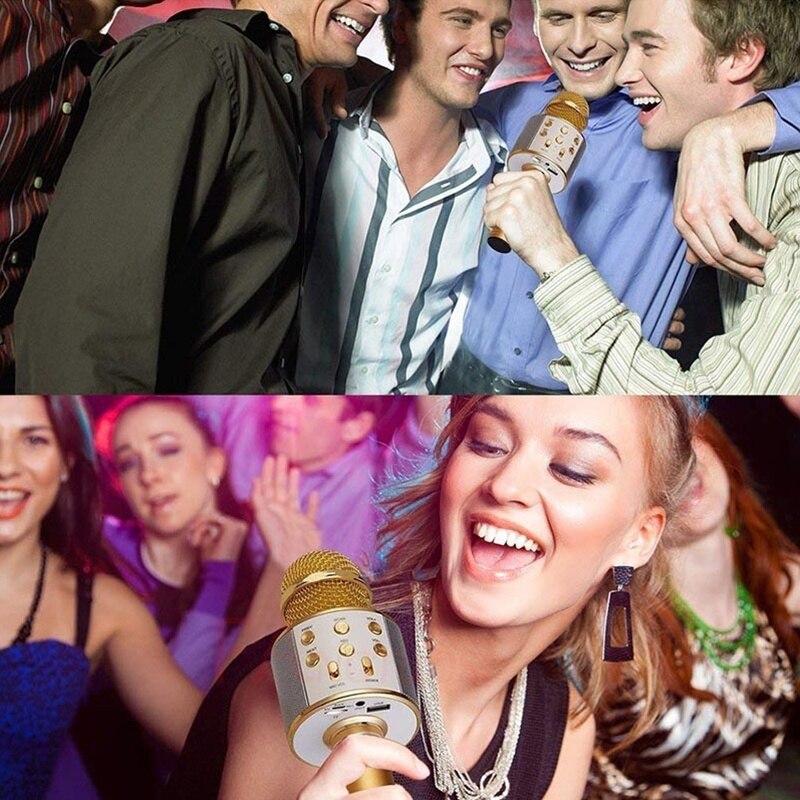 Wireless Bluetooth Handheld Portable Karaoke Microphone Portable Speaker Machine Handheld Home KTV Player Singing Recorder Mic